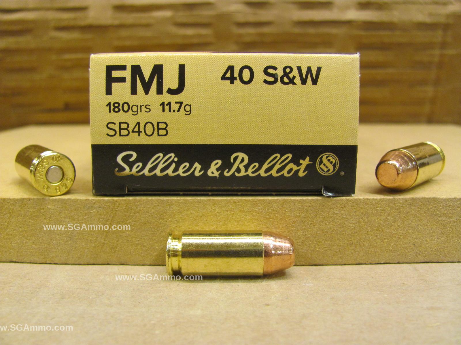 500 Round Can - 40 Cal SW 180 Grain FMJ  Sellier Bellot Brass Case Ammo Packed in M19A1 Canister - SB40B